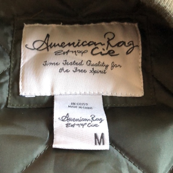 American Rag M Flight Bomber Jacket Zip Up Punk Old School Green Grunge NWOT - Picture 12 of 16